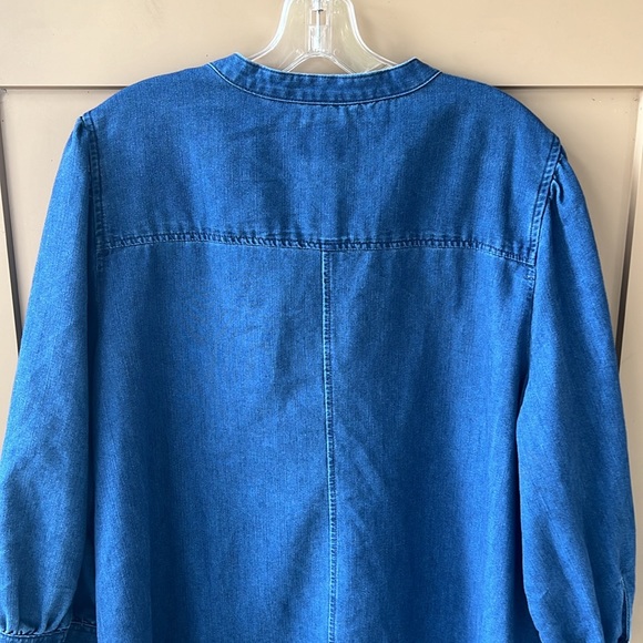 Gap Women’s XXL Essential Denim Shirt Dress Utility Pockets 3/4 Sleeve. Med Wash - Picture 8 of 8